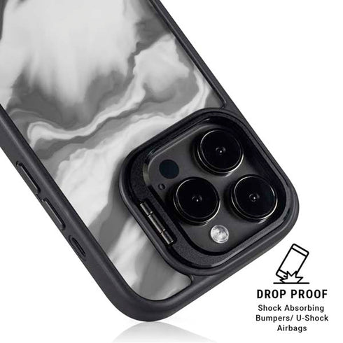 Grey Marble Ink iPhone 16 Pro Max Kickstand Case