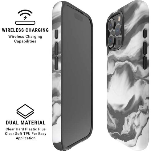 Grey Marble Ink iPhone 16 Pro Max Magsafe Impact Case
