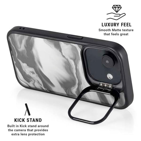 Grey Marble Ink iPhone 16e Kickstand Case