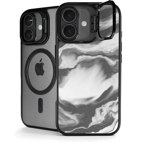 Grey Marble Ink iPhone 17 Kickstand Case
