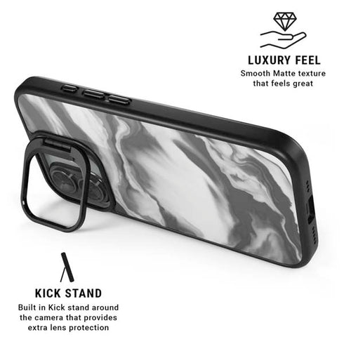 Grey Marble Ink iPhone 17 Kickstand Case