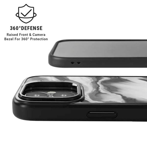 Grey Marble Ink iPhone 17 Kickstand Case