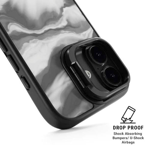 Grey Marble Ink iPhone 17 Kickstand Case