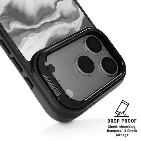 Grey Marble Ink iPhone 17 Pro Kickstand Case