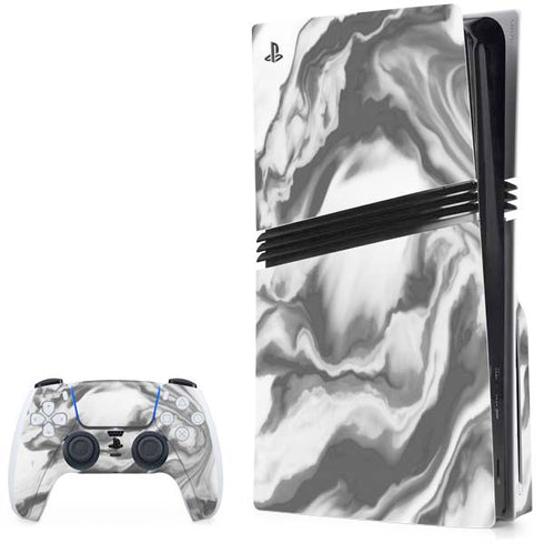 Grey Marble Ink PS5 Pro Disk Bundle Skin