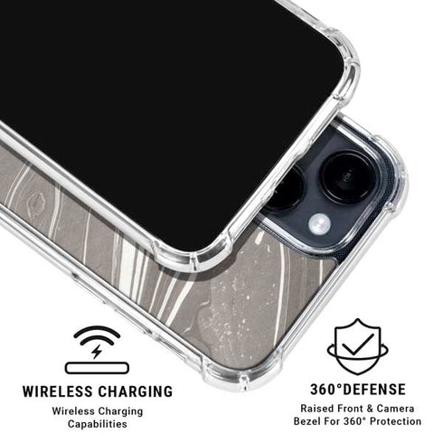 Grey Marble iPhone 15 Clear Case
