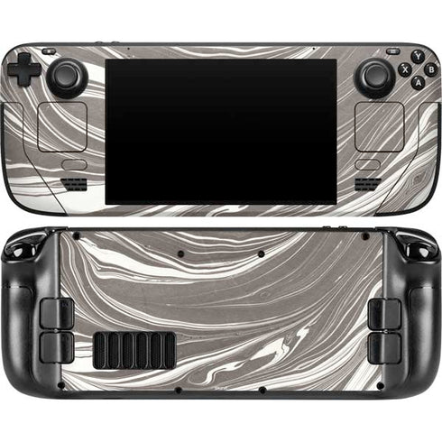 Grey Marble Steam Deck Handheld Gaming Computer OLED Skin