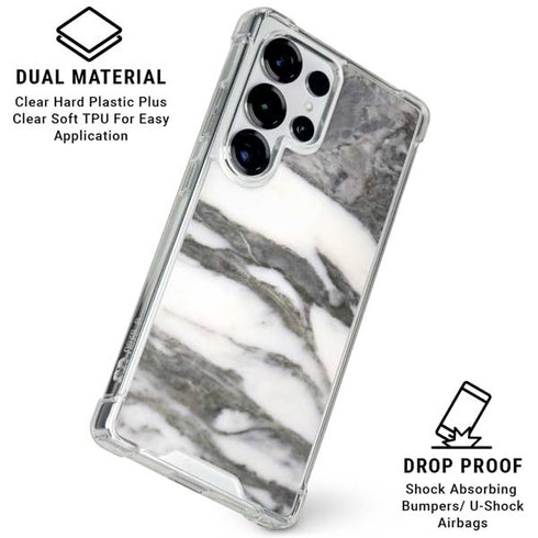 Grey Marbling Galaxy S25 Ultra Clear Case