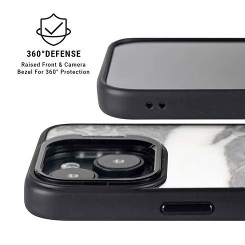 Grey Marbling iPhone 15 Kickstand Case