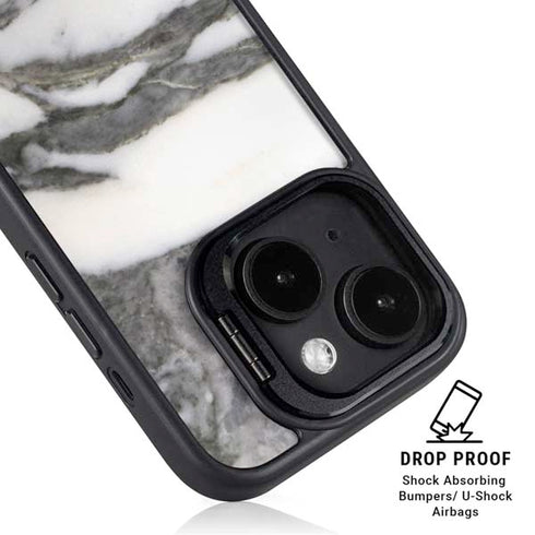 Grey Marbling iPhone 15 Plus Kickstand Case