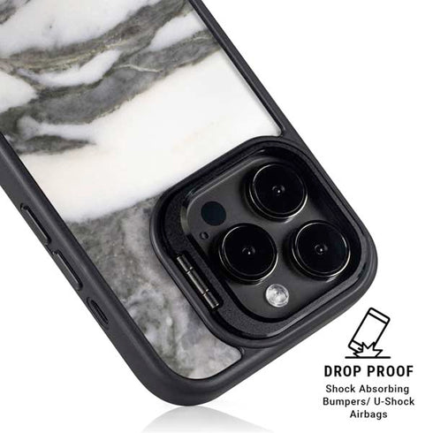 Grey Marbling iPhone 15 Pro Max Kickstand Case