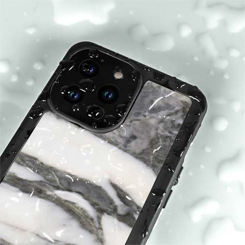 Grey Marbling iPhone 15 Pro Waterproof Case