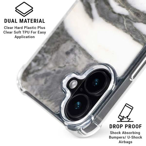 Grey Marbling iPhone 16 Clear Case