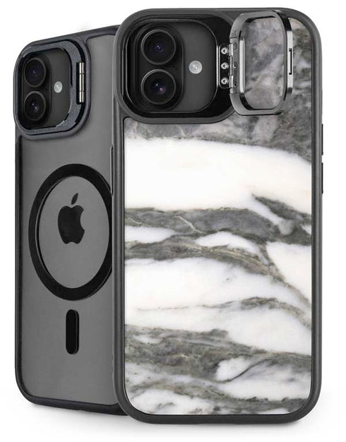 Grey Marbling iPhone 16 Kickstand Case