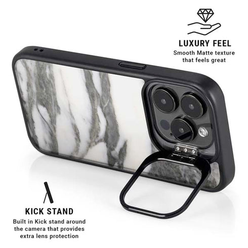 Grey Marbling iPhone 16 Pro Kickstand Case