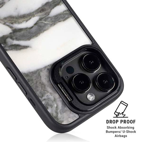 Grey Marbling iPhone 16 Pro Max Kickstand Case