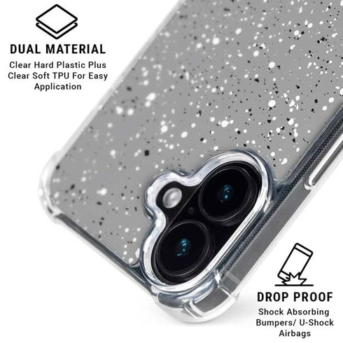 Grey Speckle iPhone 16 Plus Clear Case