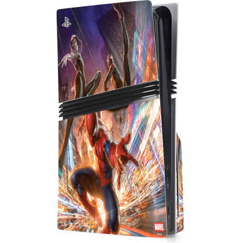 Marvel Spiderman Group Wall PS5 Pro Disk Console Skin