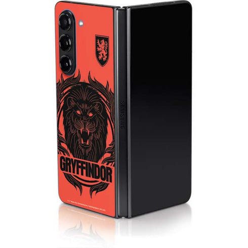 Wizarding Worlds Harry Potter Gryffindor Illustration Galaxy Z Fold5 5G Skin