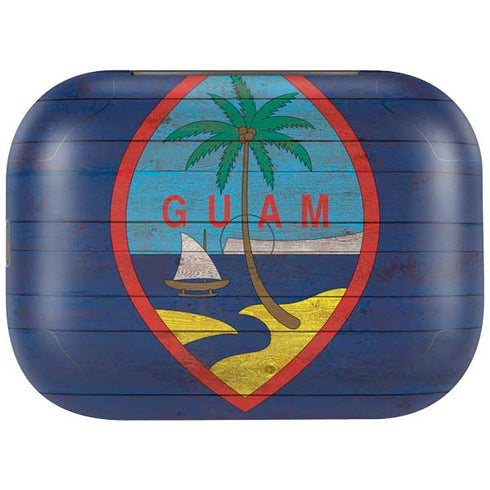 Guam Flag Dark Wood Amazon Echo Buds Skin