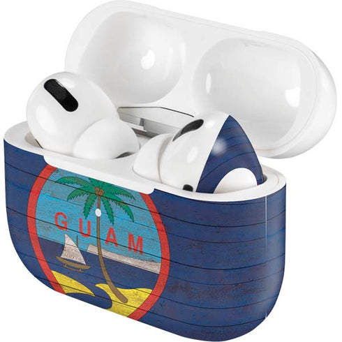 Guam Flag Dark Wood AirPods Skins