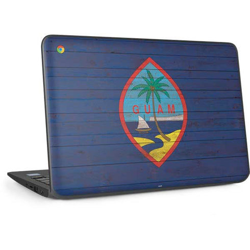 Guam Flag Dark Wood HP Chromebook Skin