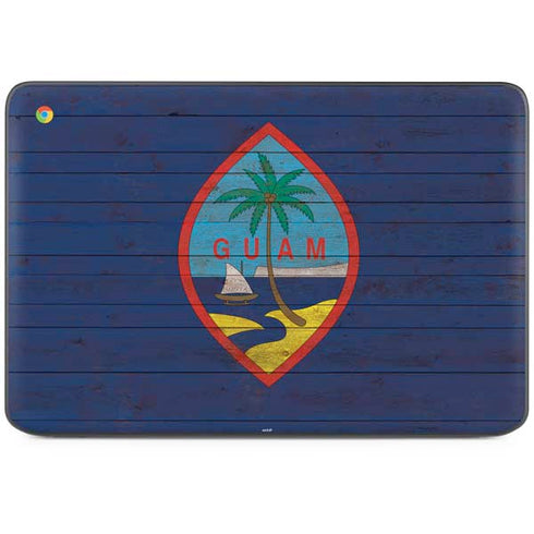 Guam Flag Dark Wood HP Chromebook Skin