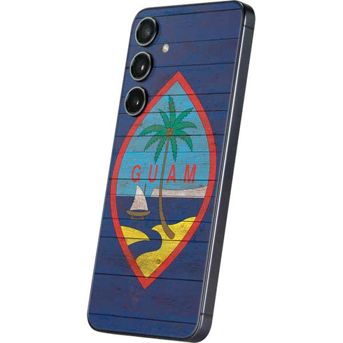 Guam Flag Dark Wood Galaxy A16 5G Skin