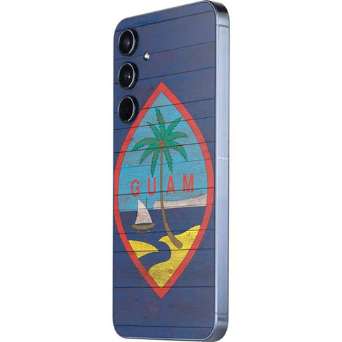 Guam Flag Dark Wood Galaxy A55 5G Skin