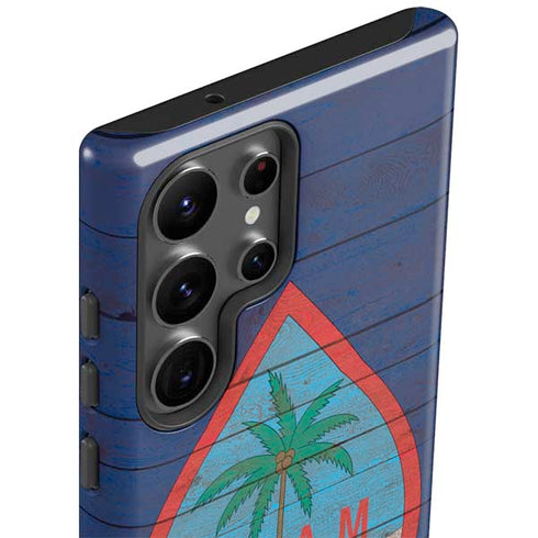 Guam Flag Dark Wood Galaxy S23 Ultra Pro Case