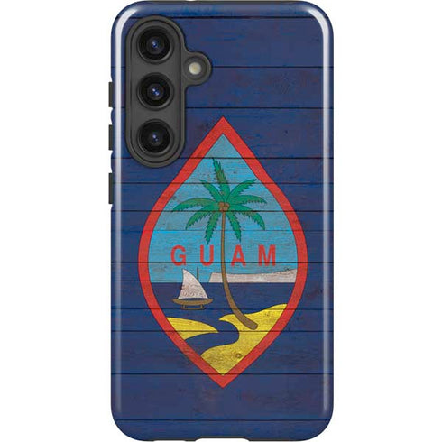 Guam Flag Dark Wood Galaxy S25 Impact Case