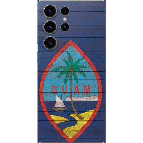 Guam Flag Dark Wood Galaxy S24 Ultra Skin