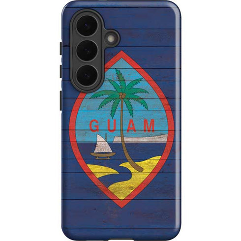 Guam Flag Dark Wood Galaxy S26 Impact Case