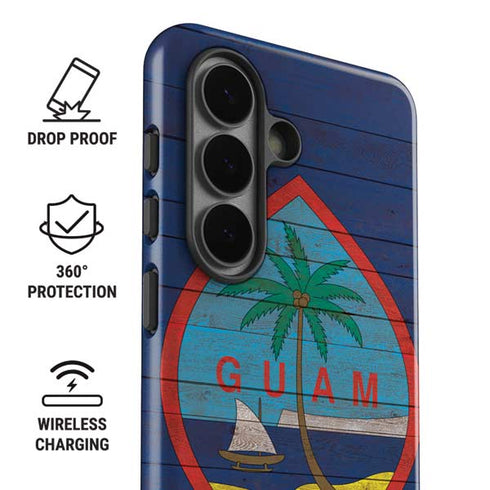 Guam Flag Dark Wood Galaxy S26 Impact Case
