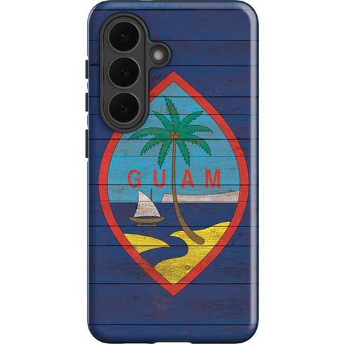 Guam Flag Dark Wood Galaxy S26 Plus Impact Case