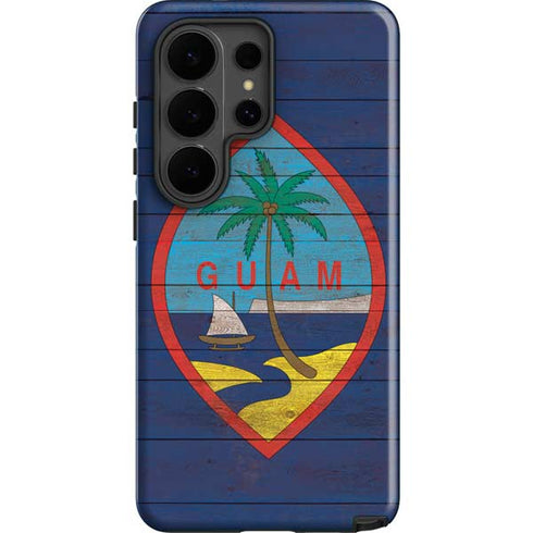 Guam Flag Dark Wood Galaxy S26 Ultra Impact Case