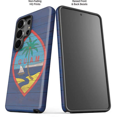 Guam Flag Dark Wood Galaxy S26 Ultra Impact Case