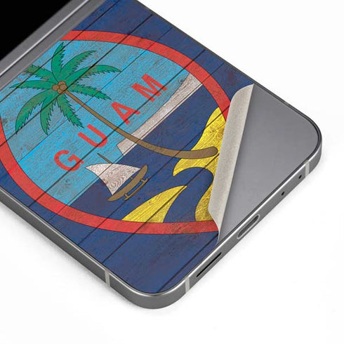 Guam Flag Dark Wood Galaxy Z Flip6 Skin