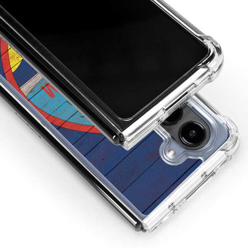 Guam Flag Dark Wood Galaxy Z Fold5 5G Clear Case