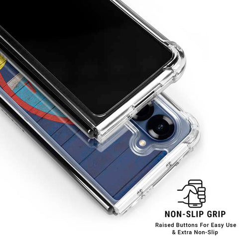 Guam Flag Dark Wood Galaxy Z Fold7 Clear Case
