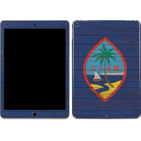 Guam Flag Dark Wood iPad Skins