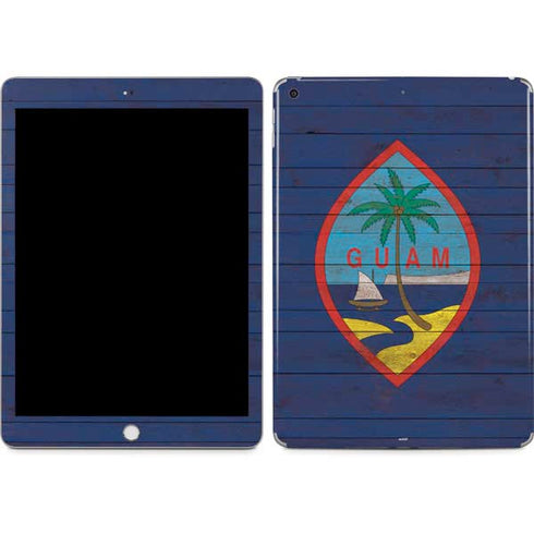 Guam Flag Dark Wood Apple iPad Skin