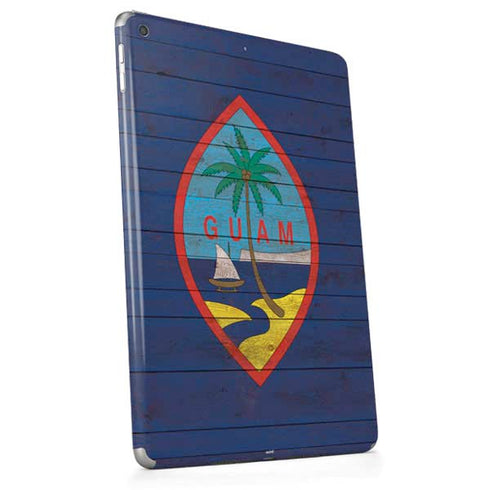 Guam Flag Dark Wood Apple iPad Skin
