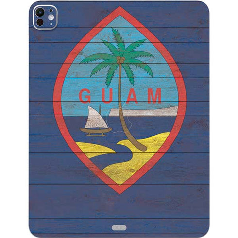 Guam Flag Dark Wood iPad Pro 13in M4 (2024) Skin