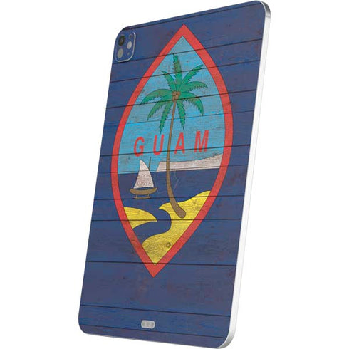 Guam Flag Dark Wood iPad Pro 13in M4 (2024) Skin