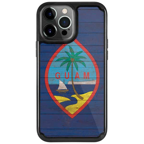 Guam Flag Dark Wood iPhone Cases