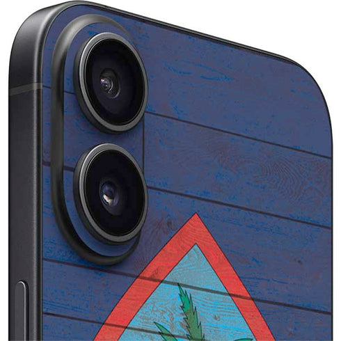 Guam Flag Dark Wood iPhone 16 Plus Skin