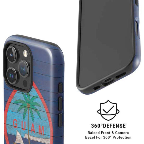 Guam Flag Dark Wood iPhone 16 Pro Magsafe Impact Case