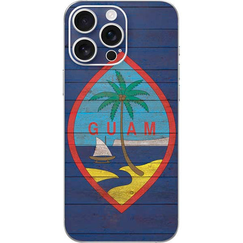 Guam Flag Dark Wood iPhone 16 Pro Max Skin