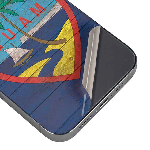 Guam Flag Dark Wood iPhone 16 Pro Skin